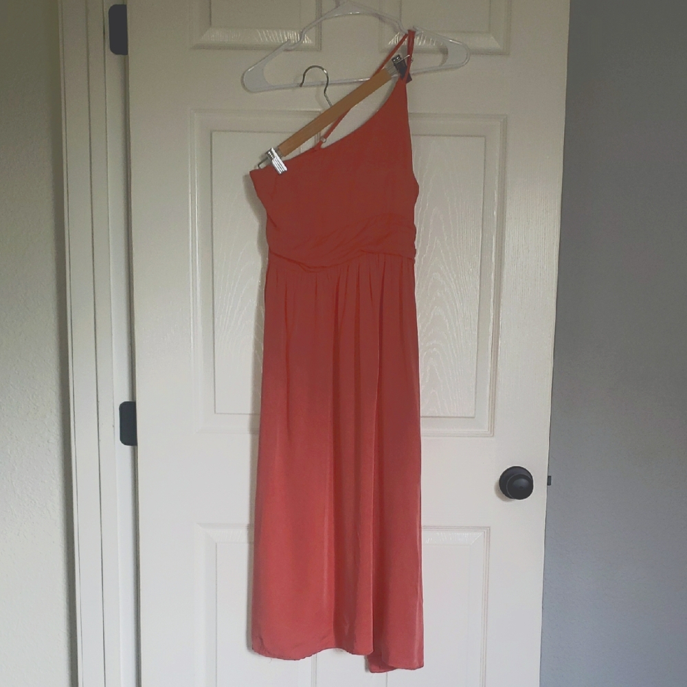 Coral One-Shoulder Dress